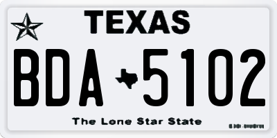 TX license plate BDA5102
