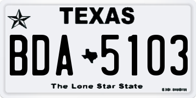 TX license plate BDA5103