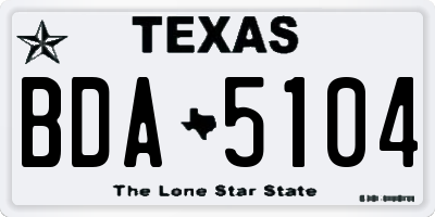 TX license plate BDA5104