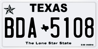 TX license plate BDA5108