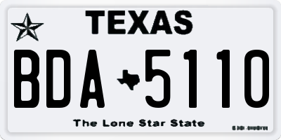 TX license plate BDA5110
