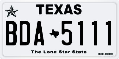 TX license plate BDA5111