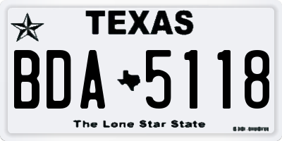 TX license plate BDA5118