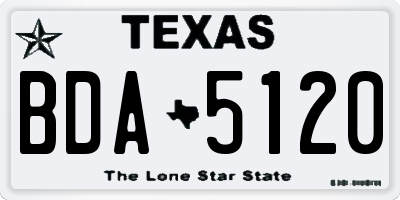 TX license plate BDA5120