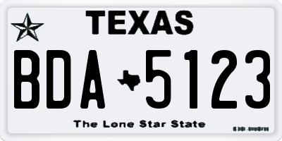 TX license plate BDA5123