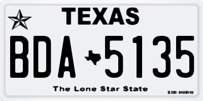 TX license plate BDA5135