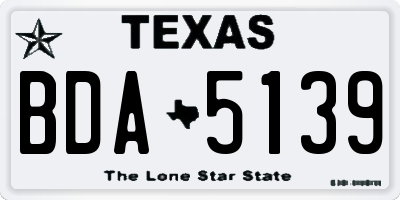 TX license plate BDA5139