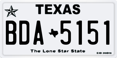 TX license plate BDA5151