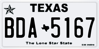 TX license plate BDA5167