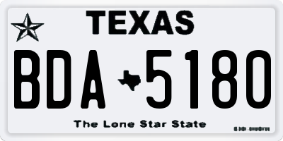 TX license plate BDA5180