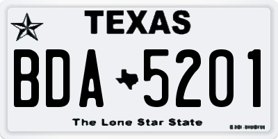 TX license plate BDA5201