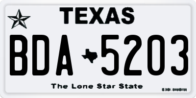 TX license plate BDA5203