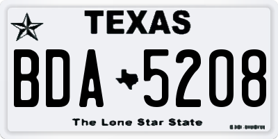 TX license plate BDA5208