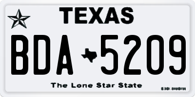 TX license plate BDA5209