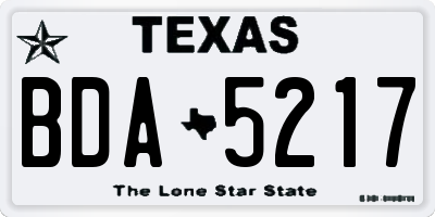 TX license plate BDA5217
