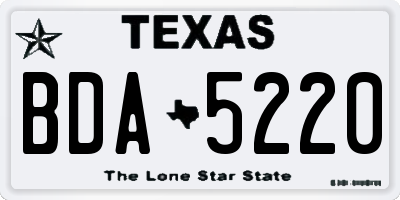 TX license plate BDA5220