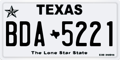 TX license plate BDA5221