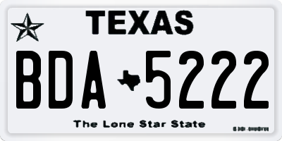 TX license plate BDA5222