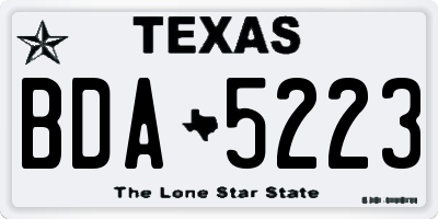 TX license plate BDA5223