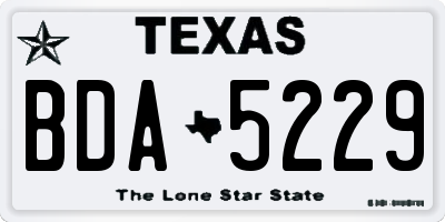 TX license plate BDA5229