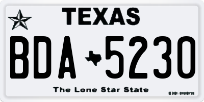 TX license plate BDA5230