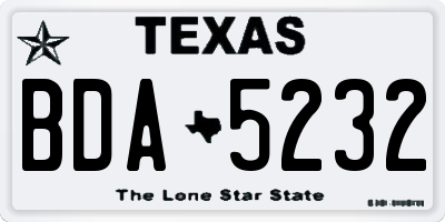 TX license plate BDA5232