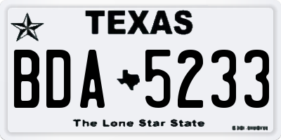TX license plate BDA5233