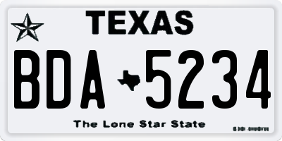 TX license plate BDA5234