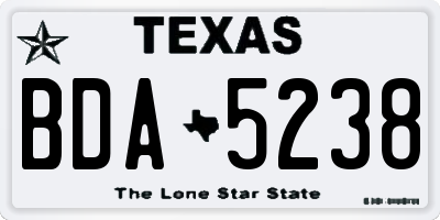 TX license plate BDA5238