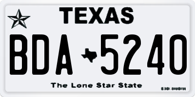 TX license plate BDA5240
