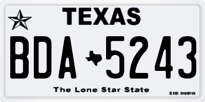 TX license plate BDA5243