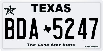 TX license plate BDA5247