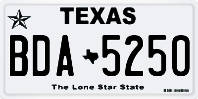 TX license plate BDA5250