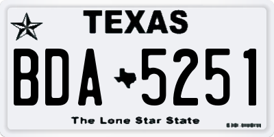 TX license plate BDA5251