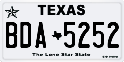 TX license plate BDA5252