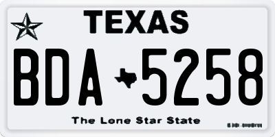 TX license plate BDA5258