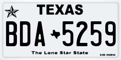 TX license plate BDA5259