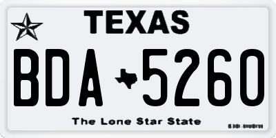 TX license plate BDA5260
