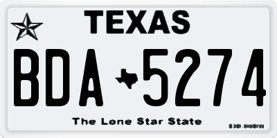 TX license plate BDA5274