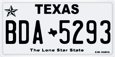 TX license plate BDA5293