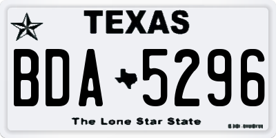TX license plate BDA5296