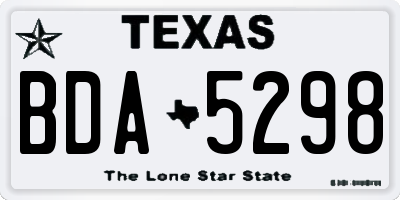 TX license plate BDA5298