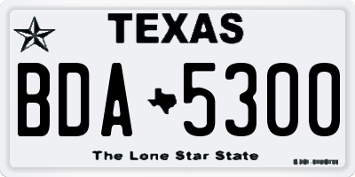 TX license plate BDA5300