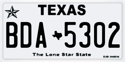 TX license plate BDA5302