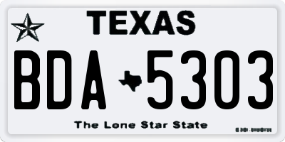 TX license plate BDA5303