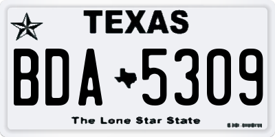 TX license plate BDA5309