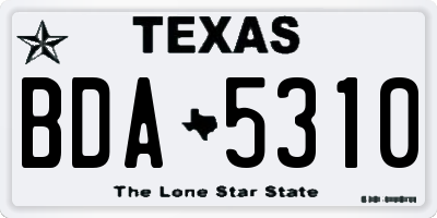 TX license plate BDA5310