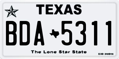 TX license plate BDA5311