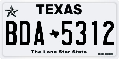 TX license plate BDA5312