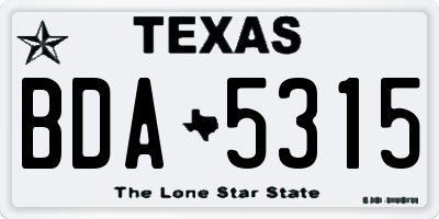 TX license plate BDA5315